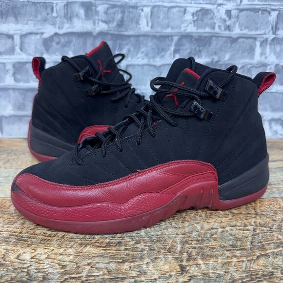 Nike Air Jordan 12 XII Retro Flu Game Black Red GS 153265-065 Youth Size 5Y Rare - Picture 1 of 11